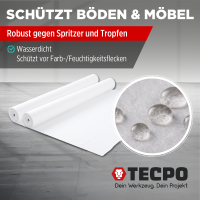 TECPO Abdeckvlies Malervlies 25m Schutzvlies 120g/m² selbstklebende Vlies-Rolle