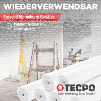 TECPO Abdeckvlies Malervlies 25m Schutzvlies 120g/m² selbstklebende Vlies-Rolle