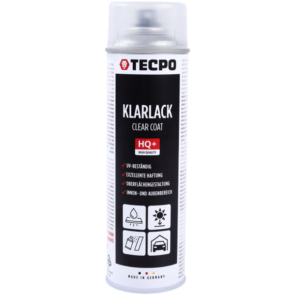 TECPO Klarlack Autolack glänzend Sprühlack, 500 ml