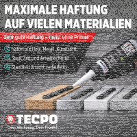 3x TECPO Universal Klebe- und Dichtstoff FLEX SEAL 522 SCHWARZ 1K MS-Polymer UV-stabil und witterungsbeständig