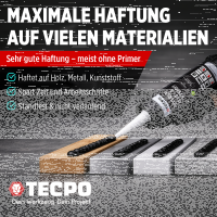 5x TECPO Universal Klebe- und Dichtstoff FLEX SEAL 522 SCHWARZ 1K MS-Polymer UV-stabil und witterungsbeständig