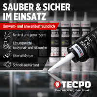6x TECPO Universal Klebe- und Dichtstoff FLEX SEAL 522 SCHWARZ 1K MS-Polymer UV-stabil und witterungsbeständig