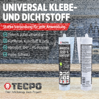 8x TECPO Universal Klebe- und Dichtstoff FLEX SEAL 522 SCHWARZ 1K MS-Polymer UV-stabil und witterungsbeständig