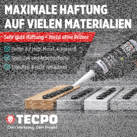 10x TECPO Universal Klebe- und Dichtstoff FLEX SEAL 522 SCHWARZ 1K MS-Polymer UV-stabil und witterungsbeständig