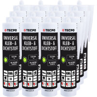 12x TECPO Universal Klebe- und Dichtstoff FLEX SEAL 522 SCHWARZ 1K MS-Polymer UV-stabil und witterungsbeständig