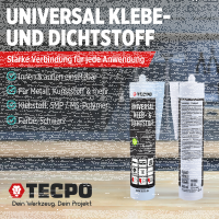 12x TECPO Universal Klebe- und Dichtstoff FLEX SEAL 522 SCHWARZ 1K MS-Polymer UV-stabil und witterungsbeständig