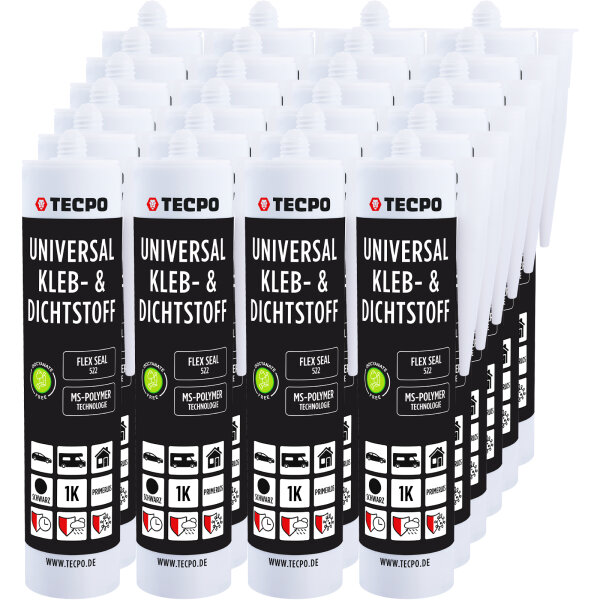 24x TECPO Universal Klebe- und Dichtstoff FLEX SEAL 522 SCHWARZ 1K MS-Polymer UV-stabil und witterungsbeständig