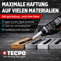 24x TECPO Universal Klebe- und Dichtstoff FLEX SEAL 522 SCHWARZ 1K MS-Polymer UV-stabil und witterungsbeständig