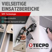 12x TECPO KLEBE UND DICHTSTOFF UNIVERSAL FLEX SEAL 522 WEIß 1K MS POLYMER 480g