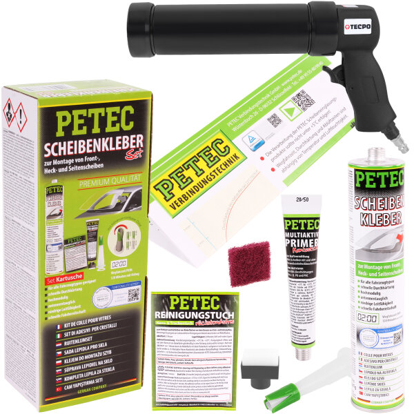 PETEC Scheibenkleber-Set 310 ml Kartusche + BGS Druckluft-Kartuschenpresse