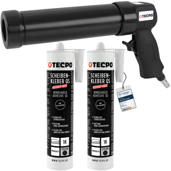2x Scheibenkleber 290 ml MS-Polymer + Druckluft-Kartuschenpresse – Profi Kartuschenpistole für Dicht- & Klebstoffe