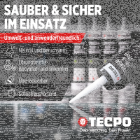 1x TECPO Universal Klebe- und Dichtstoff FLEX SEAL 522 SCHWARZ 1K MS-Polymer UV-stabil und witterungsbeständig + Alu-Kartuschenpresse 220 mm