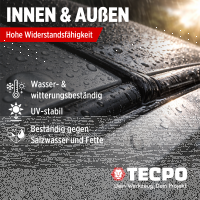 2x TECPO Universal Klebe- und Dichtstoff FLEX SEAL 522 SCHWARZ 1K MS-Polymer UV-stabil und witterungsbeständig + Alu-Kartuschenpresse 220 mm