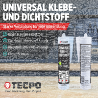 3x TECPO Universal Klebe- und Dichtstoff FLEX SEAL 522 SCHWARZ 1K MS-Polymer UV-stabil und witterungsbeständig + Alu-Kartuschenpresse 220 mm