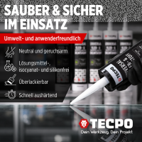 3x TECPO Universal Klebe- und Dichtstoff FLEX SEAL 522 SCHWARZ 1K MS-Polymer UV-stabil und witterungsbeständig + Alu-Kartuschenpresse 220 mm