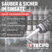 6x TECPO Universal Klebe- und Dichtstoff FLEX SEAL 522 SCHWARZ 1K MS-Polymer UV-stabil und witterungsbeständig + Alu-Kartuschenpresse 220 mm