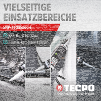 6x TECPO Universal Klebe- und Dichtstoff FLEX SEAL 522 SCHWARZ 1K MS-Polymer UV-stabil und witterungsbeständig + Alu-Kartuschenpresse 220 mm