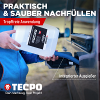 TECPO Einfülltrichter für Harnstoff Zusätzen AdBlue® AUS 32 1.1 Liter + AdBlue® 10L + SCR Anti-Kristall Additiv Konzentrat, 250 ml