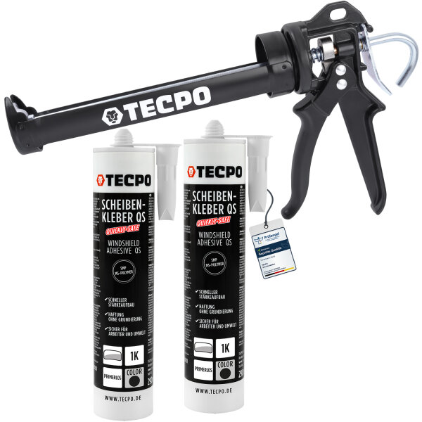 2x TECPO Scheibenkleber 290 ml MS-Polymer + Kartuschenpresse Kartuschenpistole 25:1
