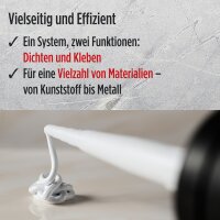 4x TECPO KKD 801 Karosserie Klebe- und Dichtmasse, 370g + Kartuschenpresse Kartuschenpistole 25:1 für Kartuschen 150–310 ml (bis 220 mm Länge)