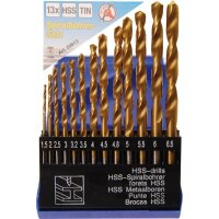 BGS DIY Spiralbohrer-Satz HSS, Titan-Nitriert, 13-tlg.