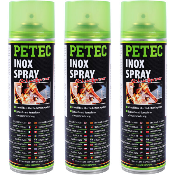 3x PETEC 70360 Inox-Spray Schweiß-Primer Schweißpunkt Versiegelung Korrosionsschutz, 500 ml