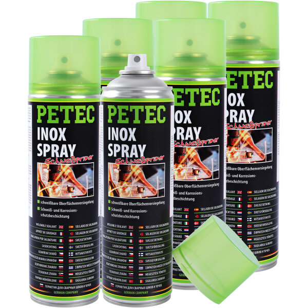 6x PETEC 70360 Inox-Spray Schweiß-Primer Schweißpunkt Versiegelung Korrosionsschutz, 500 ml
