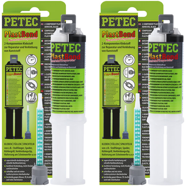 2x PETEC PlastBond Kunststoffreparatur schwarz, 24 ml