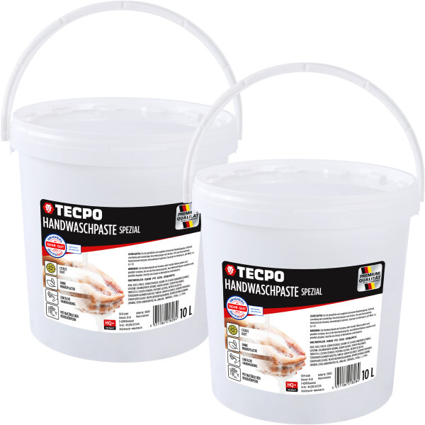 2x TECPO Handwaschpaste Handreiniger HQ+ Spezial 10L - starke Reinigung, hautschonend