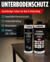 TECPO Unterbodenschutz schwarz Bitumen Steinschlagschutz, 3 Liter + Druckluft Unterbodenschutz Pistole