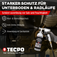 TECPO Unterbodenschutz schwarz Bitumen Steinschlagschutz, 12 Liter + Druckluft Unterbodenschutz Pistole