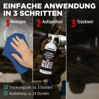 TECPO Unterbodenschutz schwarz Bitumen Steinschlagschutz, 12 Liter + Druckluft Unterbodenschutz Pistole