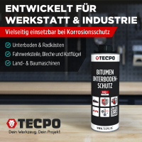 TECPO Unterbodenschutz schwarz Bitumen Steinschlagschutz, 12 Liter + Druckluft Unterbodenschutz Pistole