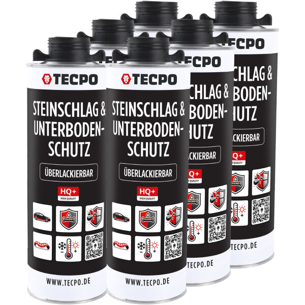 TECPO Unterbodenschutz schwarz Steinschlagschutz überlackierbar, 6 Liter