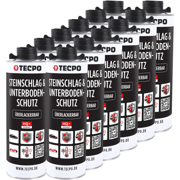 TECPO Unterbodenschutz schwarz Steinschlagschutz überlackierbar, 12 Liter