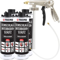 TECPO Unterbodenschutz schwarz Steinschlagschutz überlackierbar, 4 Liter + Druckluft Unterbodenschutz Pistole