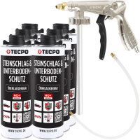 TECPO Unterbodenschutz schwarz Steinschlagschutz überlackierbar, 6 Liter + Druckluft Unterbodenschutz Pistole