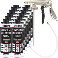 TECPO Unterbodenschutz schwarz Steinschlagschutz überlackierbar, 12 Liter + Druckluft Unterbodenschutz Pistole