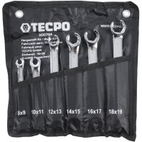 TECPO Bremsflüssigkeit DOT-4 SAE J 1703 1704 ISO 4925 DOT4, 5 Liter + Offener Ringschlüssel-Satz 6-teilig