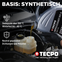 TECPO Druckluft Bremsenentlüftungsgerät + Bremsflüssigkeit DOT-4 SAE J 1703 1704 ISO 4925 DOT4, 5 Liter