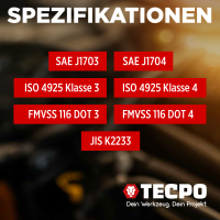 TECPO Bremsenentlüftungsgerät Bremsflüssigkeit + Bremsflüssigkeit DOT-4 SAE J 1703 1704 ISO 4925 DOT4, 5 Liter