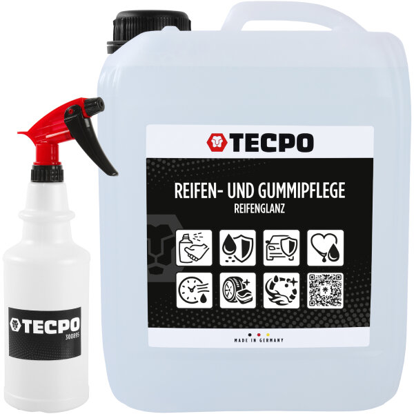 TECPO Reifenglanz und Gummipflege Reifen Pflege 5L + Sprühflasche aus PE 750 ml