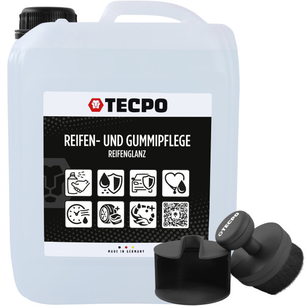 TECPO Reifenglanz und Gummipflege Reifen Pflege 5L + Premium Reifenglanz Applikator Bürste
