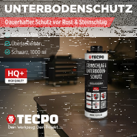 TECPO Unterbodenschutz schwarz Steinschlagschutz überlackierbar, 1 Liter + Autolack schwarz matt 500 ml