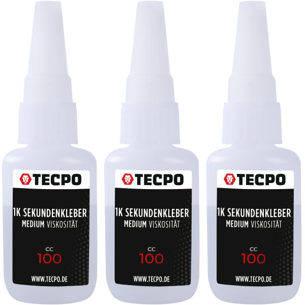 3x TECPO 1K Sekundenkleber dünnflüssig 20g extra stark Superkleber Cyanacrylat Klebstoff