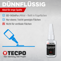 3x TECPO 1K Sekundenkleber dünnflüssig 20g extra stark Superkleber Cyanacrylat Klebstoff