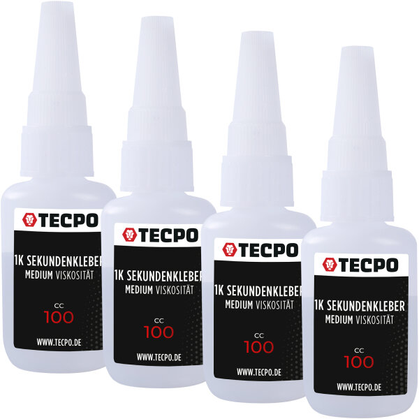 4x TECPO 1K Sekundenkleber dünnflüssig 20g extra stark Superkleber Cyanacrylat Klebstoff