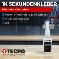 4x TECPO 1K Sekundenkleber dünnflüssig 20g...