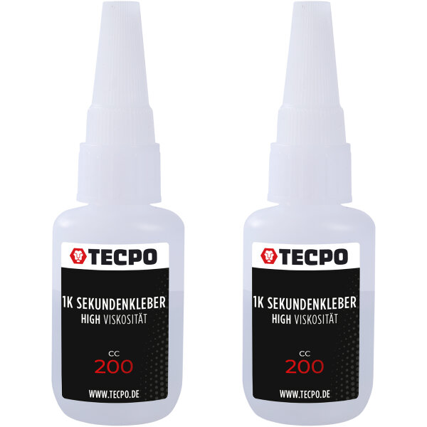 2x TECPO 1K Sekundenkleber dickflüssig 20g extra stark Superkleber Cyanacrylat Klebstoff