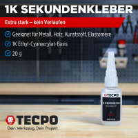 3x TECPO 1K Sekundenkleber dickflüssig 20g extra...